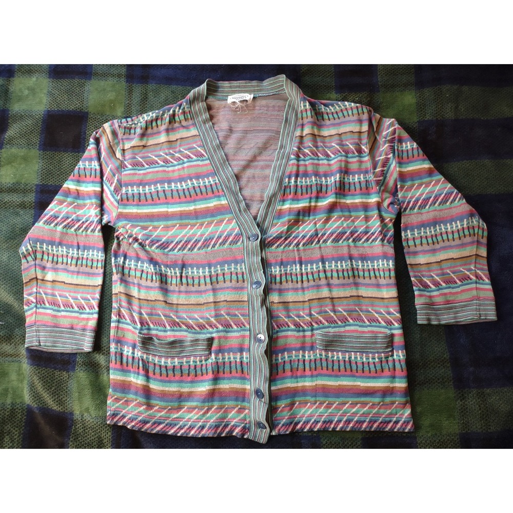 Vintage Missoni Sport Cardigan Knit Sweater Women's Large Size 44 Boho Italy